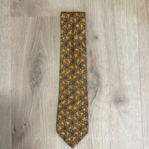 Ermenegildo Zegna Gold and Blue Floral Tie